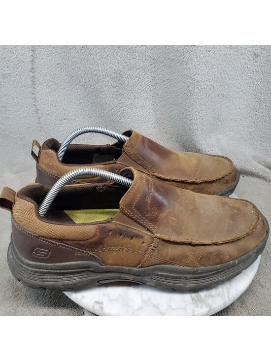 Skechers Shoes Mens Size 10 Relaxed Fit Seveno Brown Leather Loafers *Read*